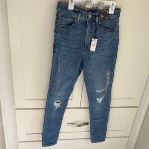 Express Distressed Blue Skinny Jeans